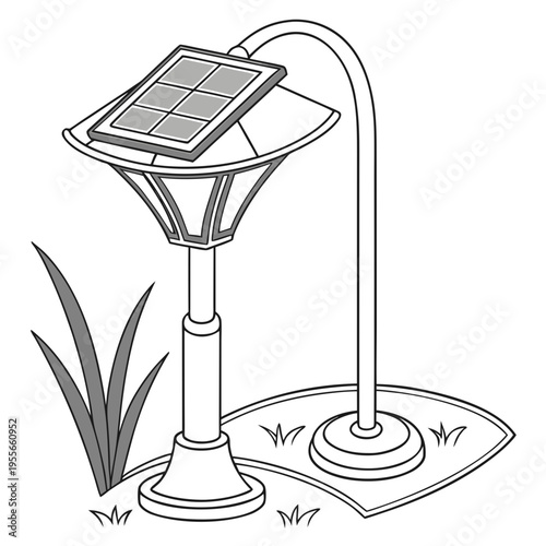 Solar garden light isolated on white background vector illustration