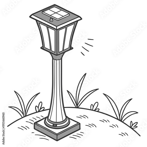A solar garden light isolated on white background vector illustration