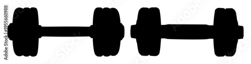 Dumbbell set with bold silhouette illustration in monochrome featuring dumbbell, weightlifting, fitness with black and white and outline