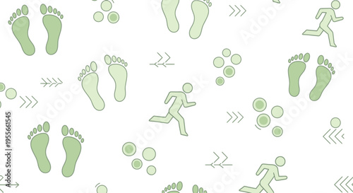 Collection of green human foot prints.
