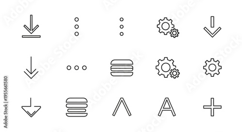 Black and white line icons set.