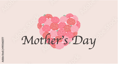 母の日のバナーイラスト　赤とピンクのカーネーションのイラスト　母の日素材　ロゴ　シンプルでかわいいイラスト