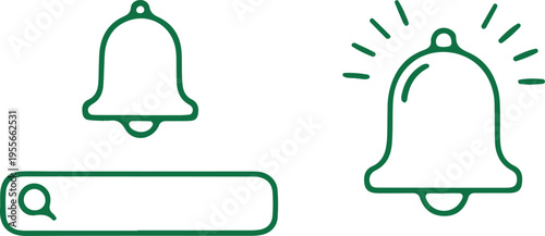 Icons representing notification and search functions in a user interface design