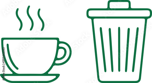 Contrast between enjoying a hot beverage and proper waste disposal