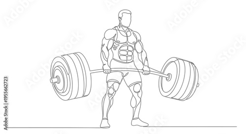 Bodybuilder Lifting Heavy Weight Barbell, Strength Training, Fitness Silhouette