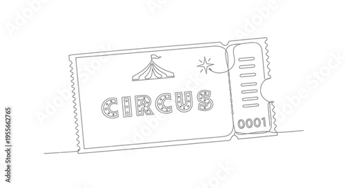 Circus Ticket Line Art - Vintage Entertainment Admission Pass
