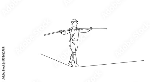 Tightrope Walker Balance Pole Line