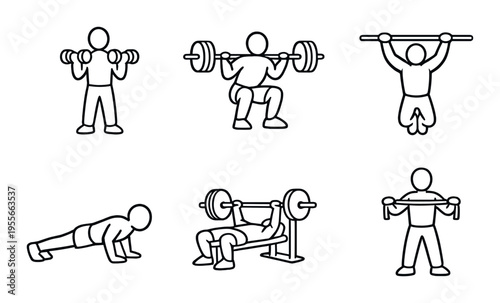 Exercise icons showing weight lifting and bodyweight movements
