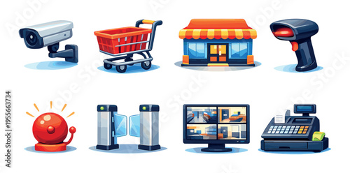 Retail security and point of sale icons in store setting