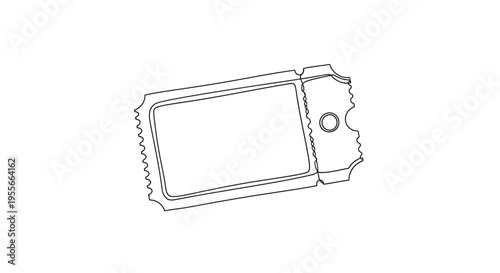 Blank Raffle Ticket Outline Isolated on White Background