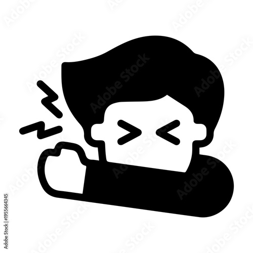 Man coughing into elbow icon