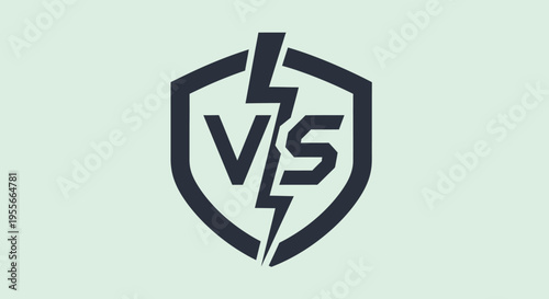 Dynamic Versus VS Logo with Lightning Bolt and Shield Design on Pale Green Background
