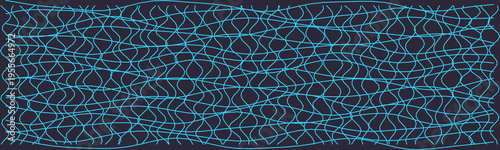 Dynamic blue distorted grid pattern with wavy lines on a dark background. ideal for modern digital projects.