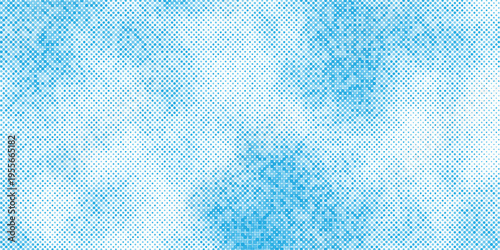 Blue sky halftone background with polka dot clouds smooth gradient vector illustration