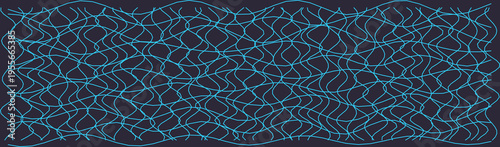 Blue wavy grid pattern on a dark background, creating a dynamic abstract design.