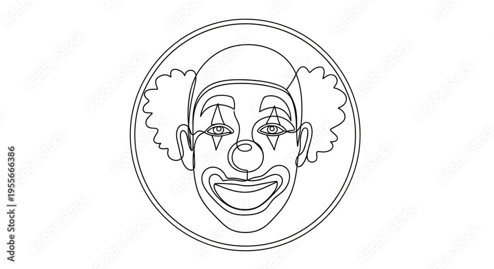 Obraz premium Minimalist Clown Face Continuous Line Drawing Art