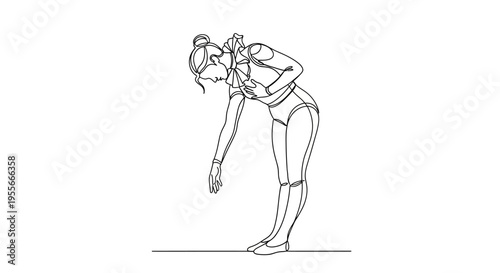 Woman doing yoga pose, continuous line drawing, elegant figure, flexibility and balance