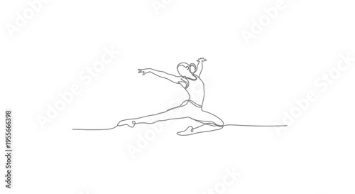 Elegant Ballet Dancer in Continuous Line Art Style