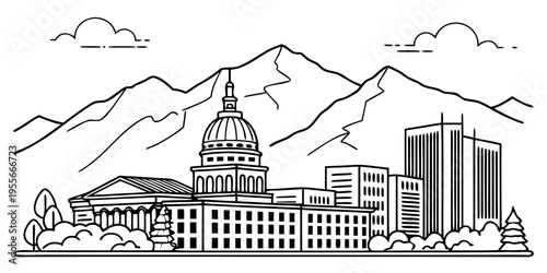 USA, US, U.S, United States - Park City skyline mountain minimal svg clean line art vector 