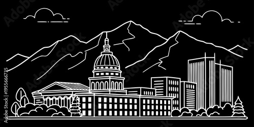 USA, US, U.S, United States - Park City skyline mountain minimal svg clean line art vector 