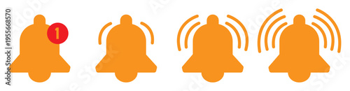 Get notified! Modern bell icons for social media and app designs calling for your attention on a white backdrop