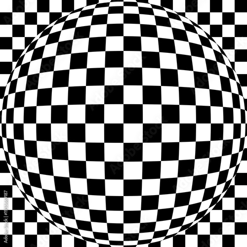Checkerboard sphere illustration. Line art, clipart, icon, object, shape, symbol, etc. PNG with transparent background. Design elements for websites and other graphics.
