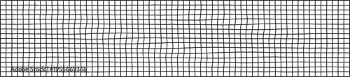 Abstract wavy grid pattern with black lines creating visual movement on a white background.