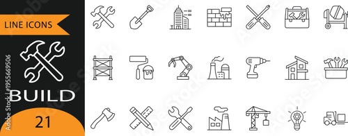 Construction and Building Architecture Tools Icon Set.
