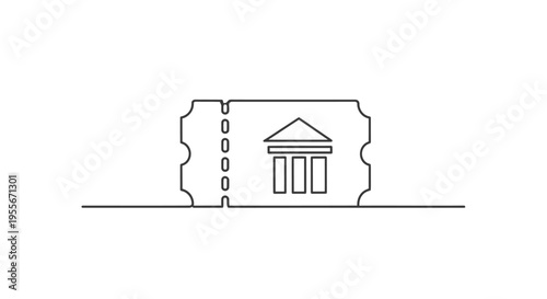 Museum Ticket Icon: Cultural Entry Pass, Art Gallery Admission, Historic Building Access