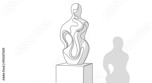 Abstract Sculpture, Modern Art, Human Form, Minimalist Design, White Background