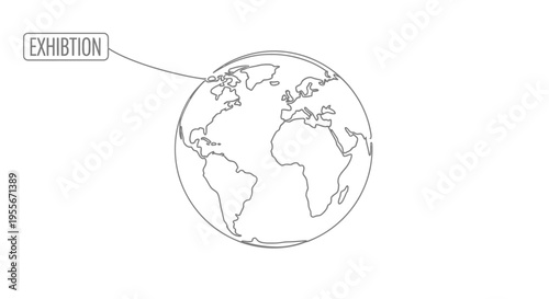 Global Exhibition Concept: World Globe with "Exhibition" Label