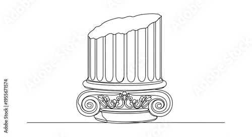 Fragment of an Ancient Greek Ionic Column with Volutes and Acanthus Leaves