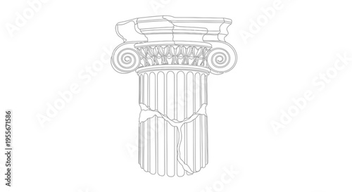 Ancient Greek Ionic Column Outline - Architectural Detail