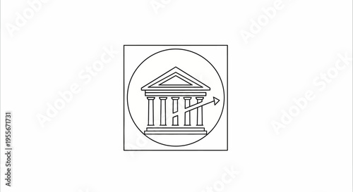 Abstract financial building symbol with arrow, concept of growth and progress