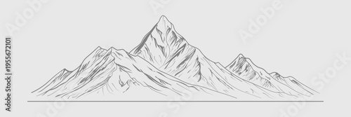 Minimal Annapurna mountain range line drawing with clean base line modern vector Nepal Himalaya