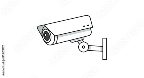 Security camera on wall mount bracket.