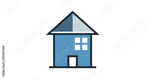 Simple Blue House Icon Illustration.