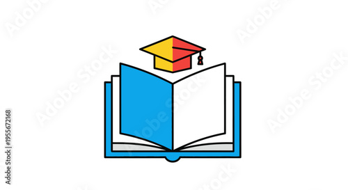 Graduation Cap on Open Book Symbol.