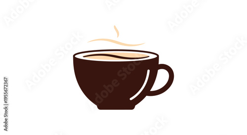 Brown coffee cup with steam rising.