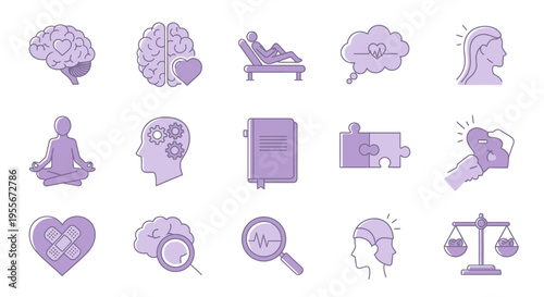 Mind and thought concept icons set.