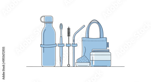 Toiletries and cosmetics on a table.