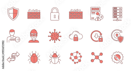 Digital security icons and symbols.