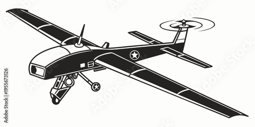 A black and white drawing of a small airplane