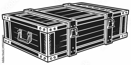 A large wooden chest with metal hardware