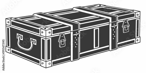 A large metal trunk with a handle and locks