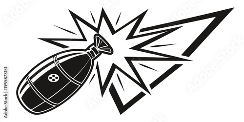 A black and white bomb with a fuse