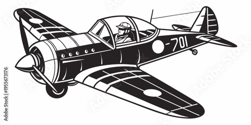 Vintage airplane with pilot