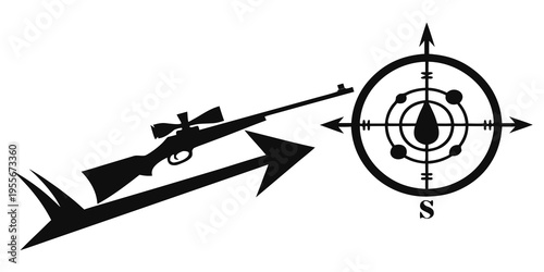 A rifle aiming at a target with a compass