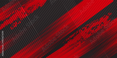 Red and Black Abstract Grunge Texture With Diagonal Brush Strokes and Distressed Pattern