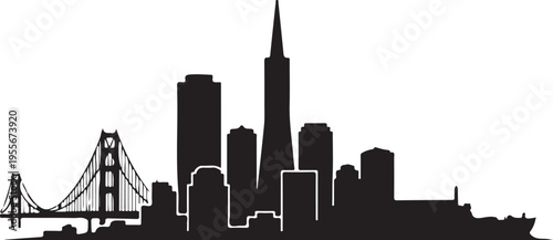 San francisco city skyline silhouette vector illustration for travel design use